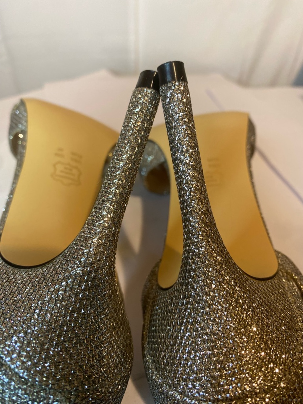 Nina Glitter T-Strap Peep-Toe Heels in Silver - Picture 7 of 16